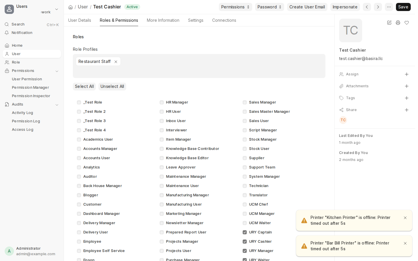 Granular Role Permissions Matrix