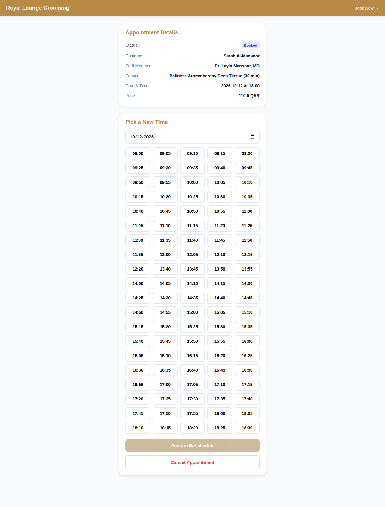 Self-Service Rescheduling Portal
